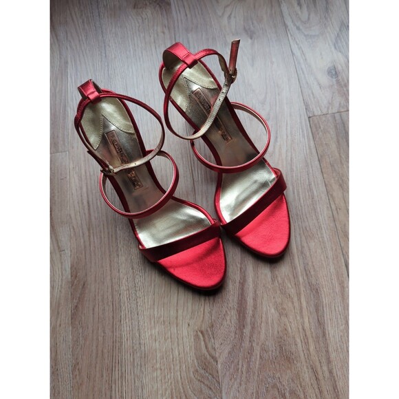 Sophia Webster Rosalind Crystal Star mid Red Gold Heels Womens 38.5 - Picture 8 of 16